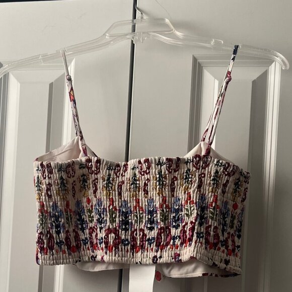 NWT Caroline Constas Linen 2 Piece Tropical Bralette Top and Skirt Set, Large - Picture 4 of 6